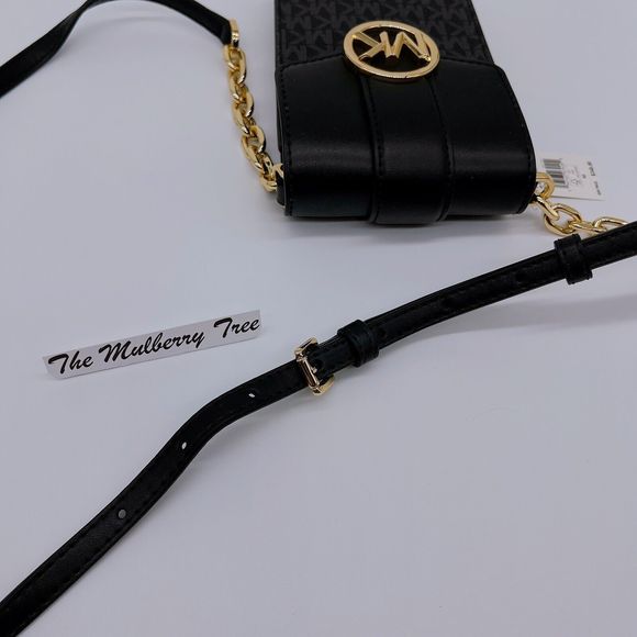 Michael Kors Carmen Small Logo Smartphone Crossbody Bag Black NWT Org $348 - Picture 8 of 10